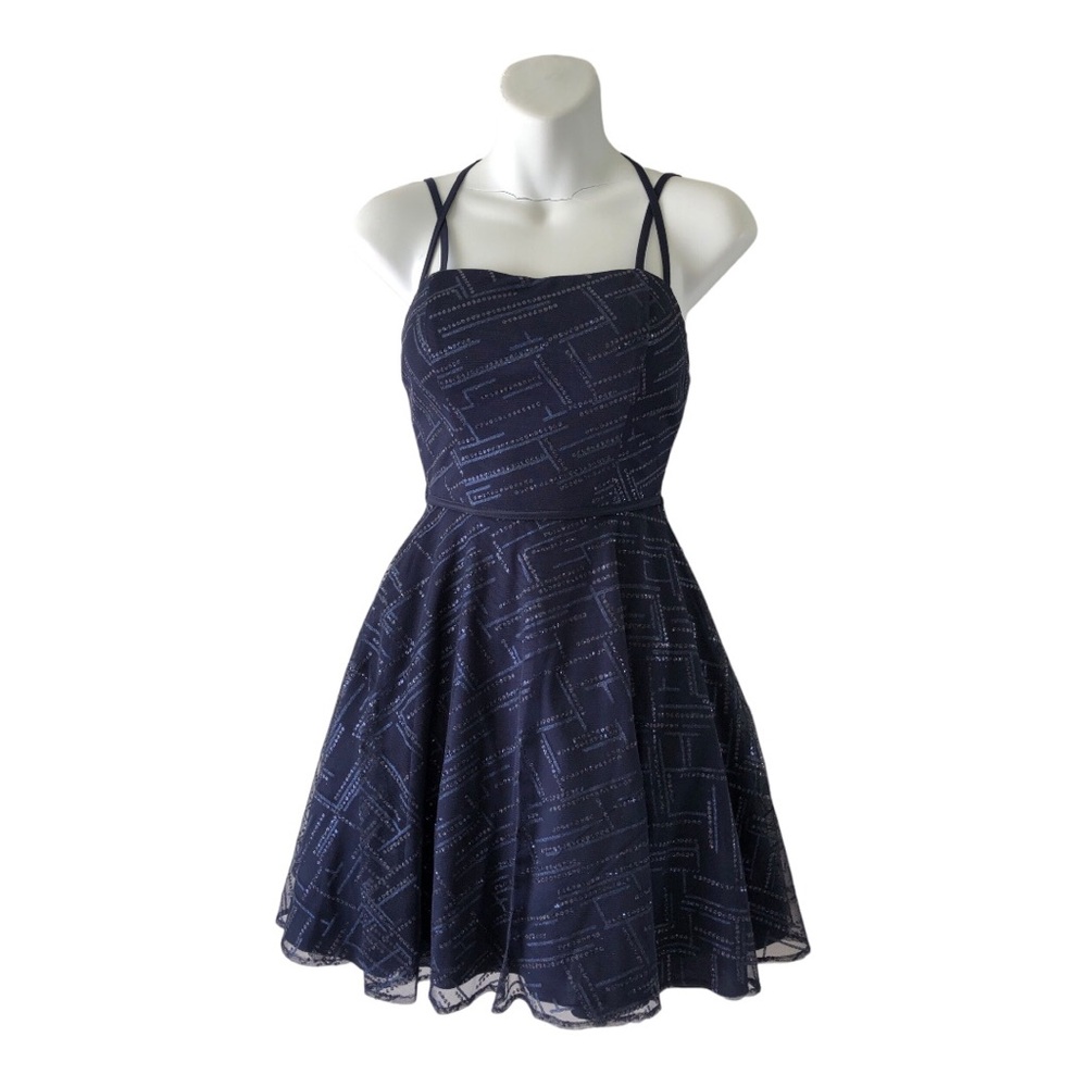 CITY Triangles short party dress blue with sequins